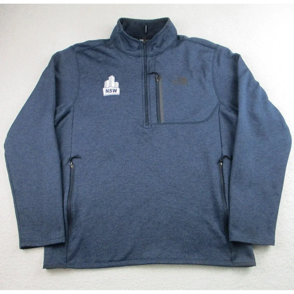 North Face Pullover Mens Large Blue‎ NSW Embroidered 1/4 Zip Fleece Outdoor L